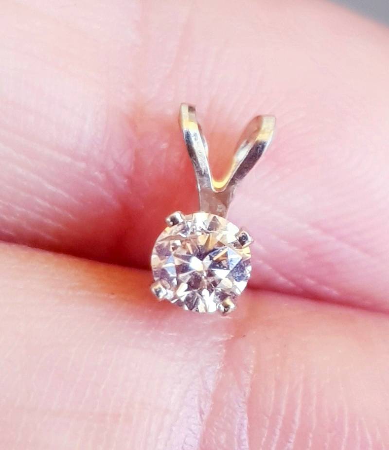 Echte Natürliche Champagner Diamant I1 C3 C4 Solide 14K Weißgold Anhänger Halskette Schmuck Solitär Hochzeit Verlobung Cocktail von NRSDiamonds