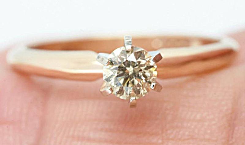 Echte Natürliche Champagner Diamant I1 C4 Solitär Verlobung 14K Solid Gelbgold Ring Hochzeitstag Vorschlag Statement von NRSDiamonds