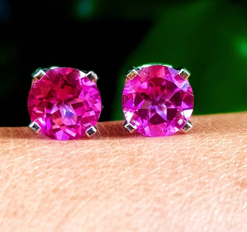 Echte Natürliche Vs Pink Topas 14K Solid Weißgold Ohrstecker. Diamant Alternative. Drücken Sie Die Zurück Ohrringe. Schmuck Ohrstecker von NRSDiamonds