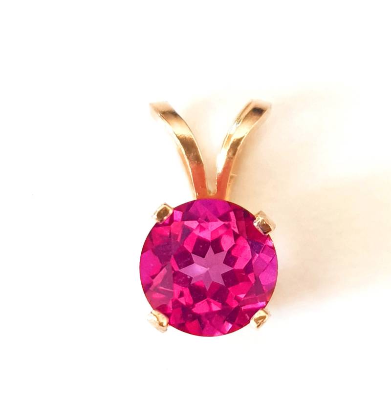 Echte Natürliche Vs Rosa Topas Solide 14K Gelbgold Anhänger Halskette. Hochzeit Statement Kleid. Diamant Alternative. Schmuck von NRSDiamonds