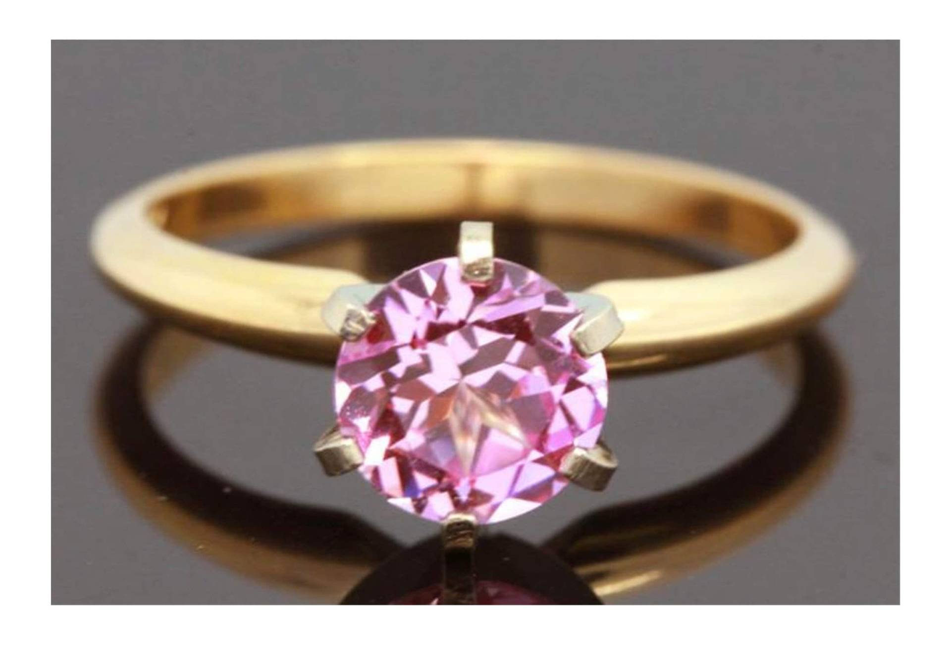 Natürliche Vs Rosa Saphir Solitär Ring 14K Gelbgold Verlobung Hochzeit Kleid. Diamant Alternative. Rund Stein Schmuck von NRSDiamonds