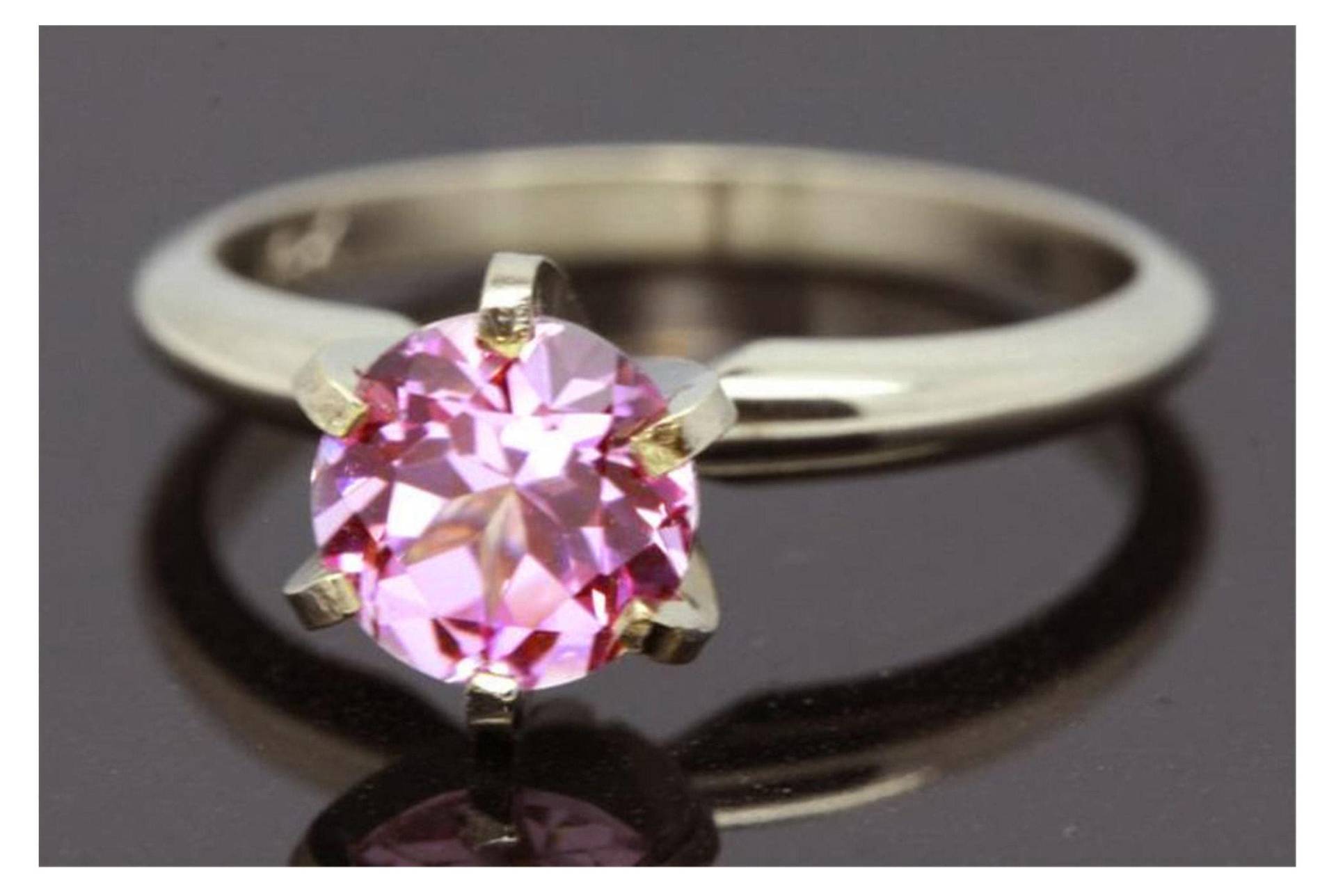 Natürliche Vs Rosa Saphir Solitär Ring Massiv 14K Weißgold Verlobung Hochzeit Ring. Diamant Alternative. Runde Schmuck von NRSDiamonds