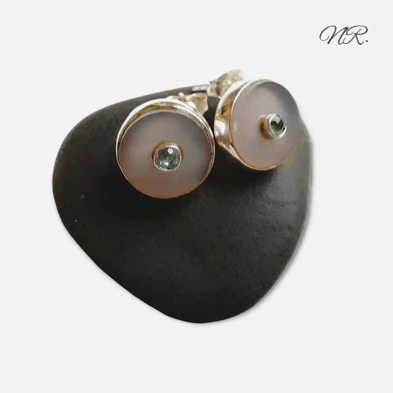 Ohrstecker. Runde Edelstein Ohrstecker 925Er von NRSeelenhoelzer