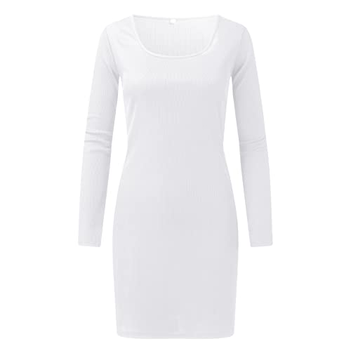 Damen Langarm Square Neck Split Slim Fit Stretch Midi Figurbetontes Kleid mit hoher Taille Longpullover Für Damen Lässig Winterkleid Damen Kurz Strickpullover Damen Grobmaschig Wickelkleid Lang Grün von NRTOTI