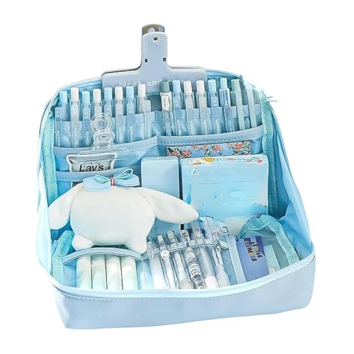 NRUFYSJG federmappe Bleistiftkoffer Mit Großer Kapazität Gut Aussehender Multifunktionaler Klassifizierungsspeicher Stationerie Aufbewahrungstasche-blau von NRUFYSJG