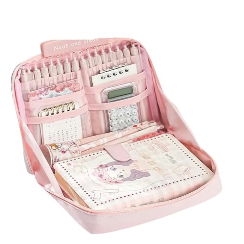 NRUFYSJG federmappe Bleistiftkoffer Mit Großer Kapazität Gut Aussehender Multifunktionaler Klassifizierungsspeicher Stationerie Aufbewahrungstasche-rosa von NRUFYSJG