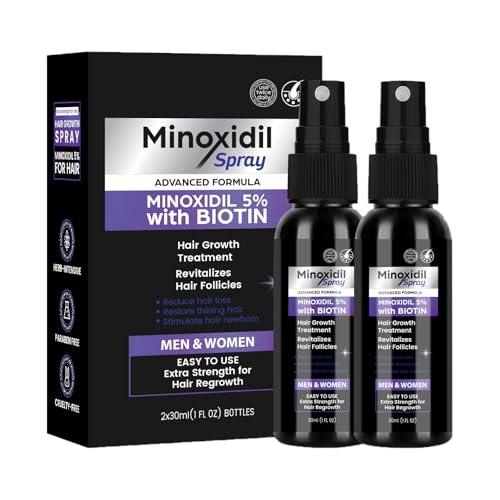 2pcs Haarwuchsspray Serum für Frauen und Männer, Haarserum Wirkstoff 5% mit Biotin und Niacinamid, reduziert Haarausfall, fördert das Haar und Bartwachstum 60ml von NRVTRE