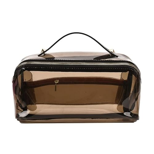 GroßE KapazitäT Reise Kosmetiktasche Transparente Make Up Tasche FüR Frauen Tragbare Pu Mit Griff Reise Kosmetiktasche von NRVTRE