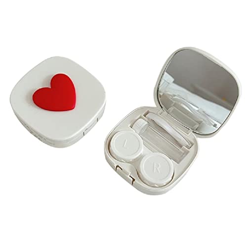 NRVTRE Augenkontaktbehälter für Reisen nach Hause süße Herzdesigns für auslaufsicherer kompakter Kontaktlinsenbehälter für Damen (quadratisch herzförmig). von NRVTRE