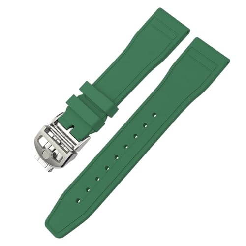 NRYCR 22 mm weiches Fluorkautschuk FKM Uhrenarmbänder für IWC Big Pilot Portofino Top Gun Naturkautschuk 21 mm 20 mm Uhrenarmband (Farbe: grün rund, Größe: 21 mm) von NRYCR