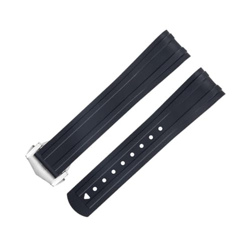 NRYCR Ersatzarmband für Omega-Armband, 20 mm, FKM, Fluorous Gummi, gebogenes Ende, für Seamaster 300 Tauchen, Edelstahl, Faltschnalle, Ersatzarmbänder, 20 mm, Achat von NRYCR