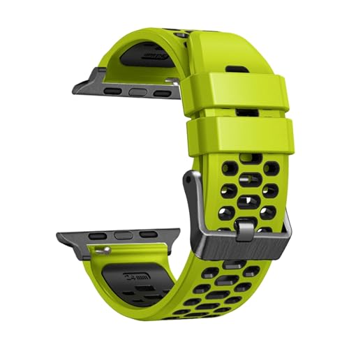 NRYCR FKM Gummi-Uhrenarmband für Apple Watch Ultra 1, 2, 49 mm, 45 mm, 44 mm, 42 mm, Ersatz-Uhrenzubehör, Armband der Serie 9, 8, 7, 6, 5, 4, SE, 45 mm, Achat von NRYCR