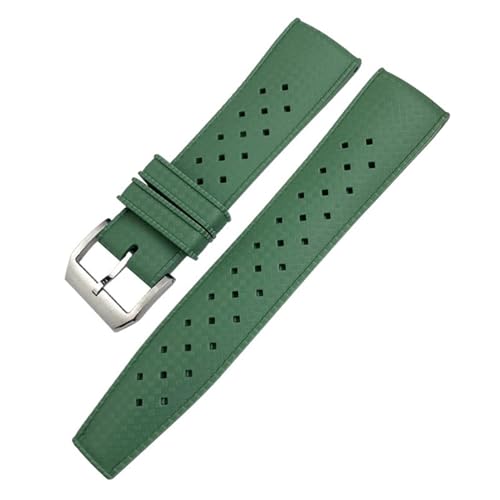 NRYCR Fluorkautschuk-Uhrenarmbänder passend für IWC Piloten, Gummi-Silikon-Armband, weiche Taucharmbänder (Farbe: Grün, Größe: 19 mm) von NRYCR