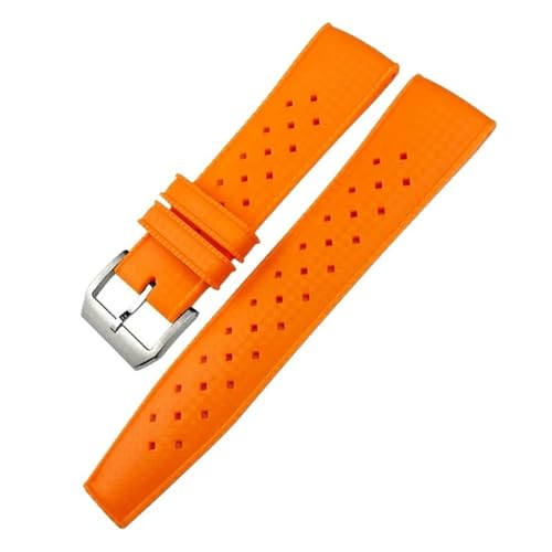 NRYCR Fluorkautschuk-Uhrenarmbänder passend für IWC Piloten, Gummi-Silikon-Armband, weiche Taucharmbänder (Farbe: Orange, Größe: 21 mm) von NRYCR