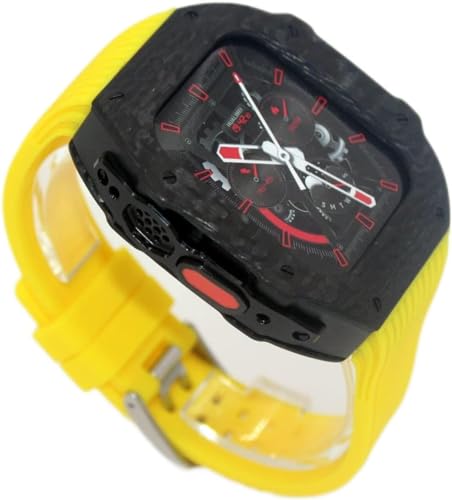 NRYCR Karbonfaser-Uhrengehäuse, Gummiband, für Apple Watch Serie 9, 8, 7, 6, 5, 4, SE, 45 mm, 44 mm, 49 mm, Ersatzzubehör, für Herren und Damen, Uhrengehäuse, Metallverschluss, Mod Kit, 49 mm, Achat von NRYCR