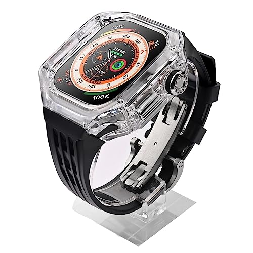 NRYCR Luxuriöses Glacier Uhrenarmband, Mod-Kit, für Apple Watch Ultra 49 mm, Fluorkautschuk-Uhrenarmband, für iWatch Serie 8, 49 mm, transparentes Uhrengehäuse, 49 mm, Achat von NRYCR