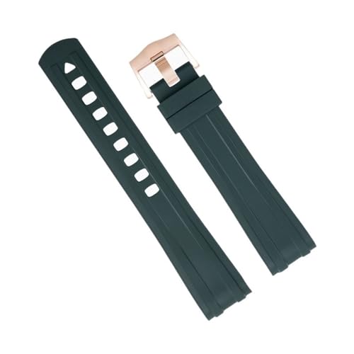 NRYCR Uhrenarmband mit gebogenem Ende, hochwertiges FKM-Fluoro-Gummi-Uhrenarmband für Omega-Armband Seamaster 300 Taucherarmband, Dornschließe, 20 mm, 20 mm, Achat von NRYCR