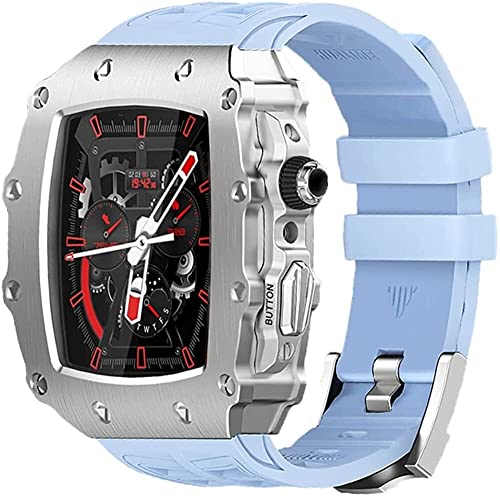 NRYCR Uhrengehäuse aus Legierung, Gummi-Armband-Modifikationsset, für Apple Watch 8, 7, 45 mm, luxuriöses Upgrade-Edelstahl-Uhrengehäuse, für iWatch Serie 6, 5, 4, SE, 44 mm, For 45MM, Achat von NRYCR