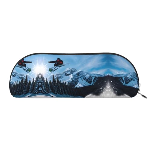 NSHSNKWB Snowboarding Leder halbrunde Aufbewahrungstasche Federmäppchen Make-up Tasche Münzbörse Aufbewahrungstasche von NSHSNKWB