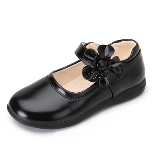 Mary Jane Schuhe für Mädchen, Schulschuhe, Mokassins, Hochzeitskleid, flache runde Zehenpartie, Slipper, Schul-Sneaker, klobiger Absatz, Ballerinas, weich, für Spaziergänge, Party, flach, A Schwarz von NSICBMNO