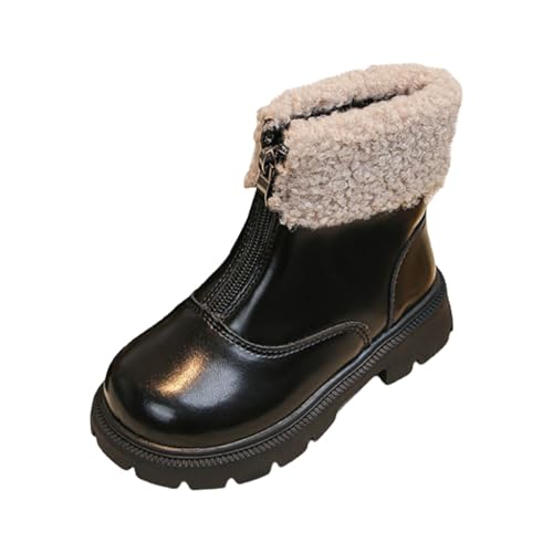 NSICBMNO Mädchen Stiefeletten Cowgirl Stiefel Fleece Winter Booties Händler Reiten Kinder Cowgirl Boot Goth Boot Herbst Winter Schuhe, A Schwarz, 31 EU von NSICBMNO