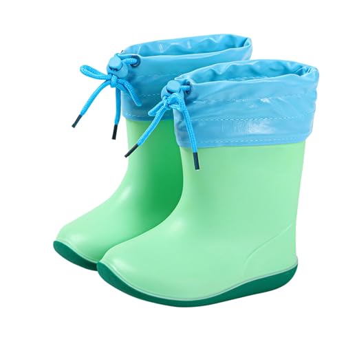 NSICBMNO Regenstiefel für Kinder, Jungen, Mädchen, wasserdichte Gummistiefel, rutschfeste Gummistiefel, Schneeschuhe, leichter Gummistiefel für Outdoor-Abenteuer, nasses Wetter, A Green, 4 Jahre von NSICBMNO