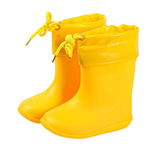 NSICBMNO Regenstiefel für Kinder, Jungen, Mädchen, wasserdichte Gummistiefel, rutschfeste Gummistiefel, Schneeschuhe, leichter Gummistiefel für Outdoor-Abenteuer, nasses Wetter, Ein Gelb, 5 Jahre von NSICBMNO