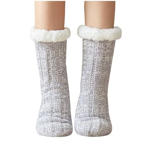 NSICBMNO Warme Damensocken, dicke Thermosocken, Zopfmuster, Haussocken, Wintersocken, Sherpa-Futter, Haussocken, gemütliche Bettsocken, Winter, weiche Plüsch-Bodensocken, Schneesocken, Weihnachten, von NSICBMNO