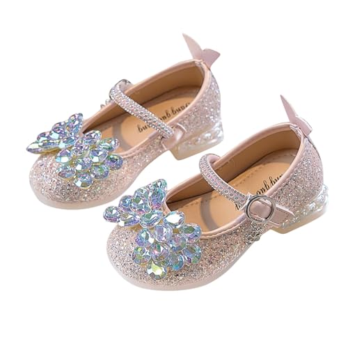 Prinzessin Schuhe für Mädchen, Riemchen, Mary Jane Stil, Block, niedriger Mittelabsatz, Knöchelriemen, Pumps für Hochzeit, Party, Verkleiden, C Pink, 4 Jahre von NSICBMNO