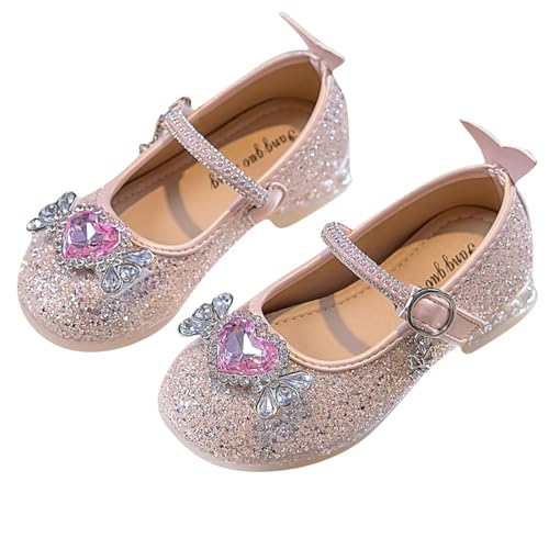 Prinzessin Schuhe für Mädchen, Riemchen, Mary Jane Stil, Block, niedriger Mittelabsatz, Knöchelriemen, Pumps für Hochzeit, Party, Verkleiden, Rosa, 3 Jahre von NSICBMNO