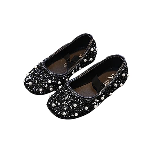 Prinzessin Schuhe für Mädchen Mary Jane Prinzessin Pumps Knöchelriemen Court Blumenmädchen Party Schule Hochzeit, A Schwarz, 4 Jahre von NSICBMNO