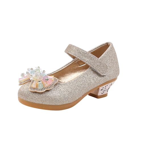 Prinzessin Schuhe für Mädchen Mary Jane Schuhe Knöchelriemen Court Dress Up Weihnachten Geburtstag Mottoparty Kostüm Kristall Pailletten Hochzeit Brautjungfern Cosplay Fancy, Ein Gold, 29 EU von NSICBMNO