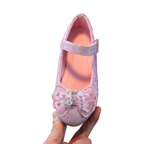 Prinzessin Schuhe für Mädchen Mary Jane Schuhe Knöchelriemen Court Dress Up Weihnachten Geburtstag Mottoparty Kostüm Kristall Pailletten Hochzeit Brautjungfern Cosplay Fancy, Rosa, 32 EU von NSICBMNO