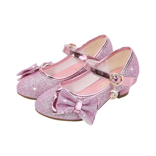 Prinzessin Schuhe für Mädchen Mary Jane Schuhe Knöchelriemen Court Hochzeit Abend Party Karneval Kleid, Rosa, 4.5 Jahre von NSICBMNO