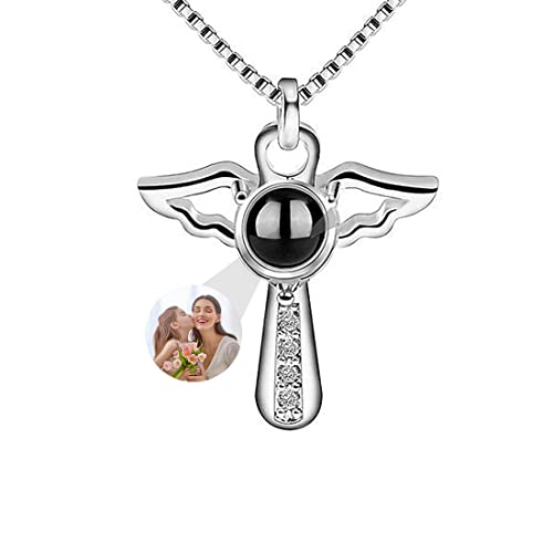 Personalisierte Personalisierte Fotoketten Sterling Silber Projektion Kreuz Halskette Ich liebe dich 100 Sprachen Anhänger Geschenke für Frauen Mama Geburtstag Valentinstag Muttertag von NSJY.FLY