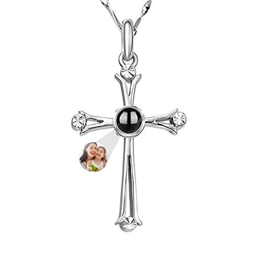 Personalisierte Personalisierte Fotoketten Sterling Silber Projektion Kreuz Halskette Ich liebe dich 100 Sprachen Anhänger Geschenke für Frauen Mama Geburtstag Valentinstag Muttertag von NSJY.FLY