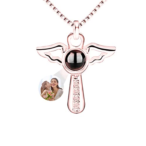 Personalisierte Personalisierte Fotoketten Sterling Silber Projektion Kreuz Halskette Ich liebe dich 100 Sprachen Anhänger Geschenke für Frauen Mama Geburtstag Valentinstag Muttertag von NSJY.FLY