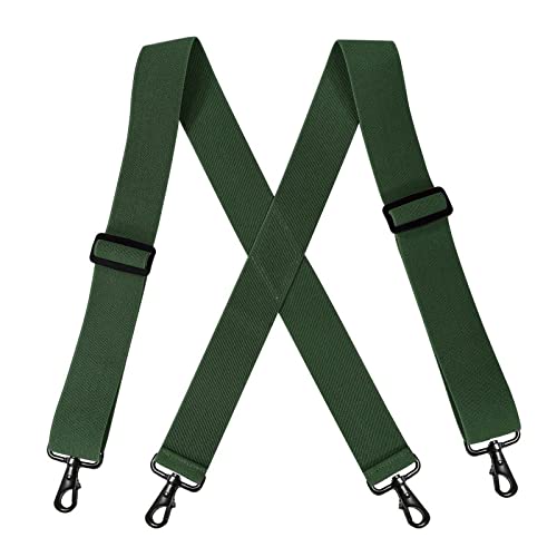 NSNYDNZ Hosenträger für Herren, 5 cm breit mit 4 drehbaren Haken Gürtelschlaufe X Rücken Arbeitshosenträger verstellbar elastisch for Männer Frauen Mode(ArmyGreen) von NSNYDNZ