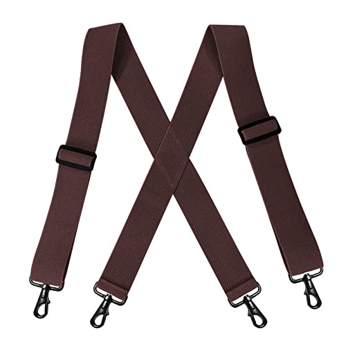 NSNYDNZ Hosenträger für Herren, 5 cm breit mit 4 drehbaren Haken Gürtelschlaufe X Rücken Arbeitshosenträger verstellbar elastisch for Männer Frauen Mode(Coffee) von NSNYDNZ