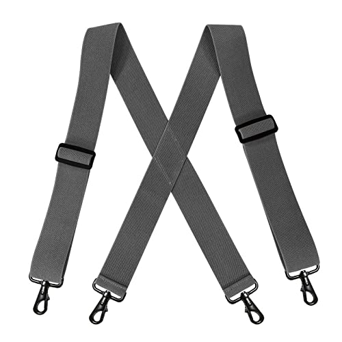 NSNYDNZ Hosenträger für Herren, 5 cm breit mit 4 drehbaren Haken Gürtelschlaufe X Rücken Arbeitshosenträger verstellbar elastisch for Männer Frauen Mode(Grijs) von NSNYDNZ