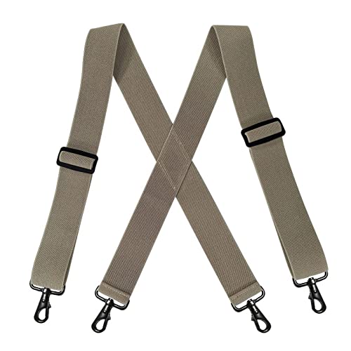 NSNYDNZ Hosenträger für Herren, 5 cm breit mit 4 drehbaren Haken Gürtelschlaufe X Rücken Arbeitshosenträger verstellbar elastisch for Männer Frauen Mode(Khaki) von NSNYDNZ
