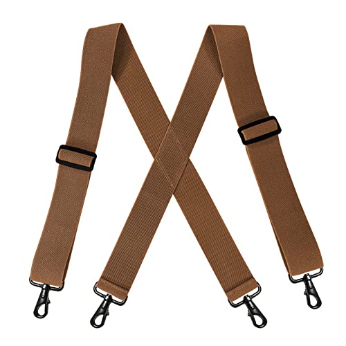 NSNYDNZ Hosenträger für Herren, 5 cm breit mit 4 drehbaren Haken Gürtelschlaufe X Rücken Arbeitshosenträger verstellbar elastisch for Männer Frauen Mode(Light Khaki) von NSNYDNZ
