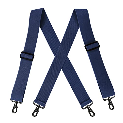 NSNYDNZ Hosenträger für Herren, 5 cm breit mit 4 drehbaren Haken Gürtelschlaufe X Rücken Arbeitshosenträger verstellbar elastisch for Männer Frauen Mode(Navy) von NSNYDNZ