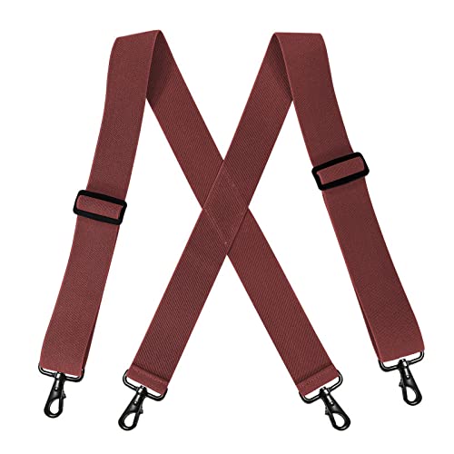 NSNYDNZ Hosenträger für Herren, 5 cm breit mit 4 drehbaren Haken Gürtelschlaufe X Rücken Arbeitshosenträger verstellbar elastisch for Männer Frauen Mode(Wine Red) von NSNYDNZ