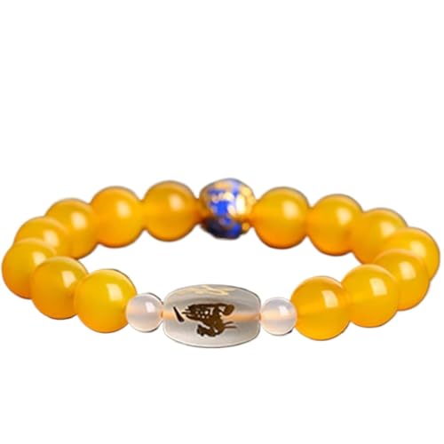 NSNYDNZ Obsidian-Armband, rotes Achat-Armband, 10 mm, Kristallperlen-Armband for Frauen und Männer, Reiki-Heilkristall, Chakra-Meditation, Obsidian(Yellow Agate) von NSNYDNZ