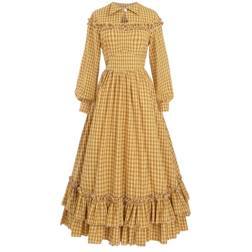 NSPSTT Damen Mädchen American Pioneer Kolonial Kleid Prairie Kostüm - Gelb - Medium NSPSTT Damen Mädchen American Pioneer Kolonial Kleid Prairie Kostüm - Gelb - Medium von NSPSTT