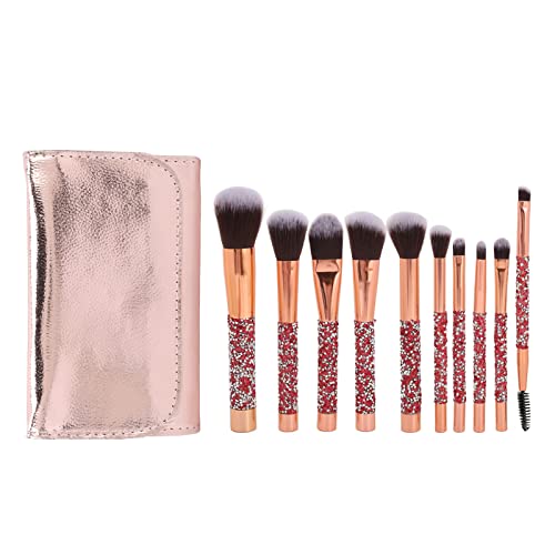 NSXAYIWE Make-up-Pinsel-Set, 10-teilig, Tragbares Kosmetikpinsel-Set Mit Aufbewahrungstasche, Weiche Synthetische Fasern, Kosmetikpinsel, Puder-Lidschatten-Highlight-Pinsel Für Make-up von NSXAYIWE