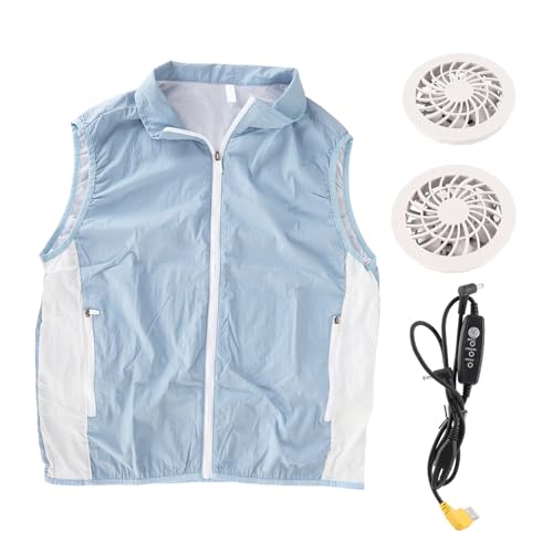 NSXAYIWE Kühlweste mit 2 Ventilatoren, atmungsaktives Mesh -Eisweste mit 3 -Modus, ärmellose Kühljacke zum Radfischencamping in der (L) von NSXAYIWE