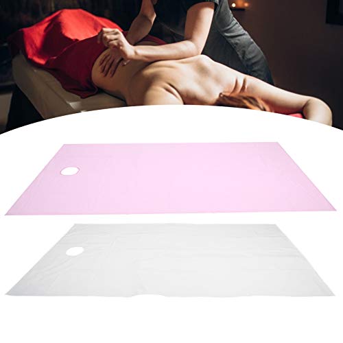 Spa-Schönheitssalon-Bettlaken, 115 X 200 Cm, Mit Atemloch Für Das Gesicht, Wasserdichter, ölbeständiger Massagetischbezug Für Den Professionellen Einsatz(Weiß+Rosa) von NSXAYIWE