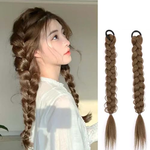 Geflochtene Pferdeschwanz-Extensions mit Haarbändern, weiche synthetische Haarteile für Damen und Mädchen, für den täglichen Gebrauch, 50 cm, geeignet für Partys, Geburtstage, Hochzeiten, Braun, 2 Geflochtene Pferdeschwanz-Extensions mit Haarbändern, weiche synthetische Haarteile für Damen und Mädchen, für den täglichen Gebrauch, 50 cm, geeignet für Partys, Geburtstage, Hochzeiten, Braun, 2 von NT-ling